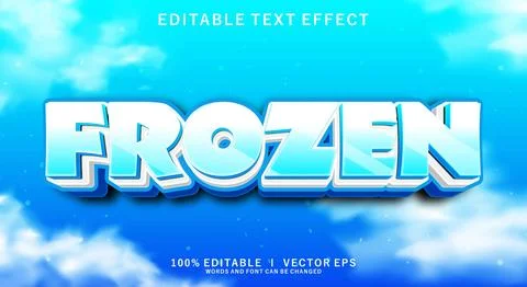 Frozen 3d vector text effect with modern style design Stock Illustration
