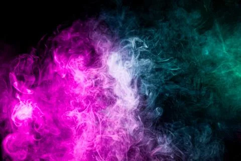 Frozen abstract movement of  explosion smoke multiple colors on black backgro Illustrazione stock
