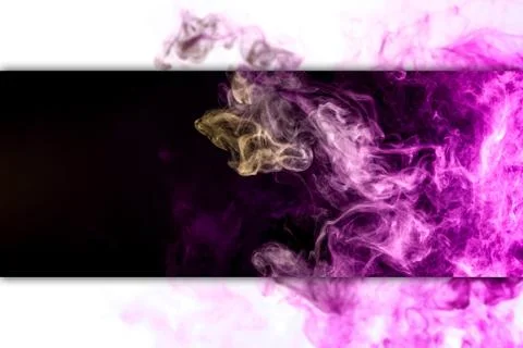 Frozen abstract movement of  explosion smoke multiple colors yellow and pink  Foto stock