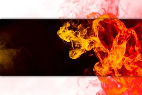 Frozen abstract movement of  explosion smoke multiple colors yellow and orang Stock Photos
