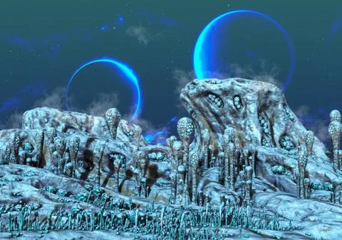 Frozen alien land Stock Illustration