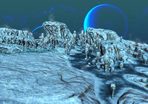 Frozen alien land Stock Illustration