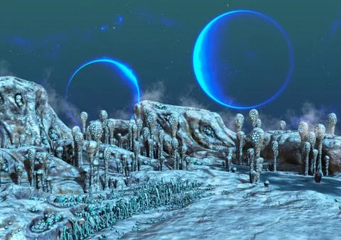 Frozen alien land Stock Illustration