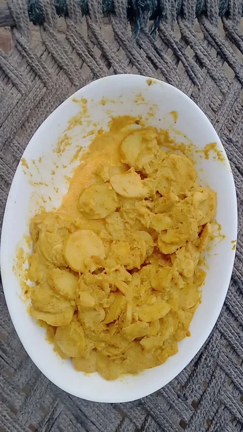 Frozen Arbi Curry Ready for Traditional Meal Stock Footage 346503698
