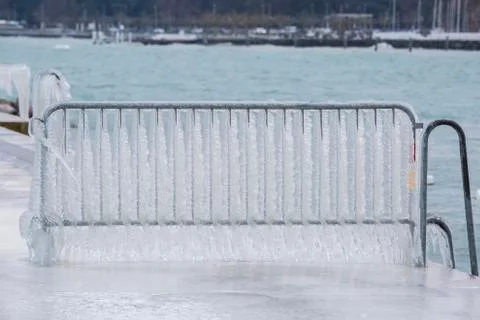 Frozen barrier Stock Photos