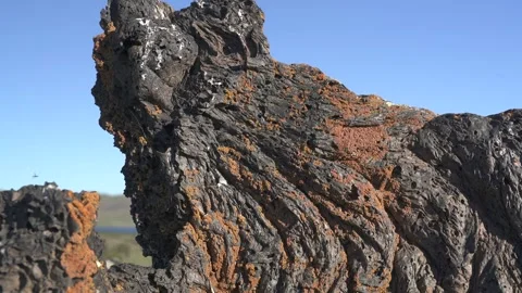 Frozen basalt lava rocks - Ancient Eruption and Geological Formation Stock Footage 339703192