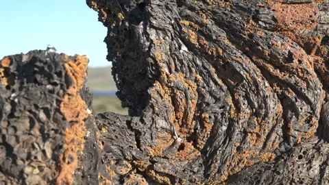 Frozen basalt lava rocks - Geologic Texture and Geological Formation Stock Footage 339703260
