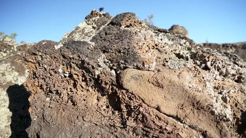 Frozen basalt lava rocks - Geological Formation and Porous Structure Stock Footage 339703398