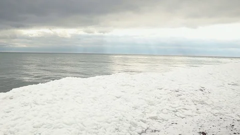 Frozen beach in the winter Stock Footage 102388492