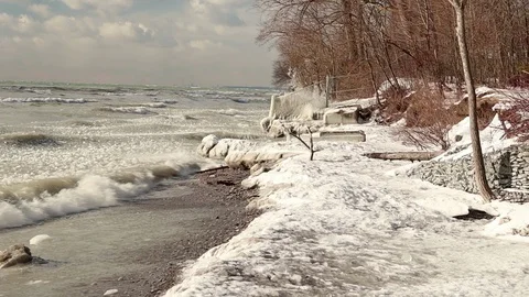 Frozen beach in the winter Stock Footage 102388554