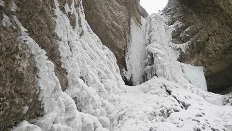 Frozen beautiful waterfall in 4k resolution gorge beautiful landscape Stock Footage 170028191