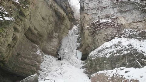 Frozen beautiful waterfall in 4k resolution gorge beautiful landscape Stock Footage 170028205