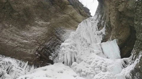Frozen beautiful waterfall in 4k resolution gorge beautiful landscape Stock Footage 170028251