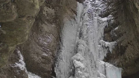 Frozen beautiful waterfall in 4k resolution gorge beautiful landscape Stock Footage 170028779