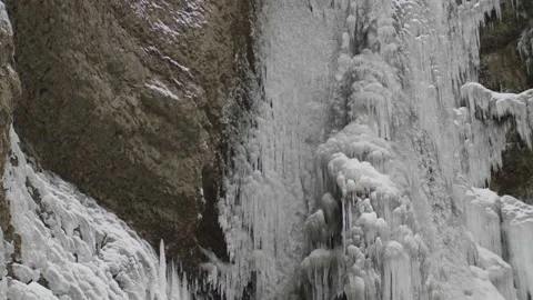 Frozen beautiful waterfall in 4k resolution gorge beautiful landscape Stock Footage 170028785