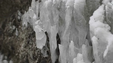 Frozen beautiful waterfall in 4k resolution gorge beautiful landscape Stock Footage 170028817