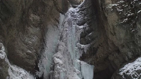 Frozen beautiful waterfall in 4k resolution gorge beautiful landscape Stock Footage 170028889
