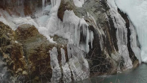 Frozen beautiful waterfall in 4k resolution gorge beautiful landscape Stock Footage 170030859