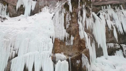 Frozen beautiful waterfall in 4k resolution gorge beautiful landscape Stock Footage 170031189