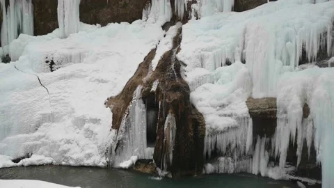 Frozen beautiful waterfall in 4k resolution gorge beautiful landscape Stock Footage 170031505