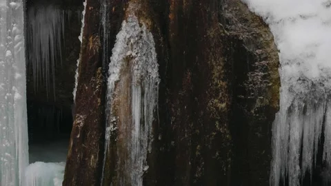 Frozen beautiful waterfall in 4k resolution  gorge beautiful landscape Stock Footage 170031690