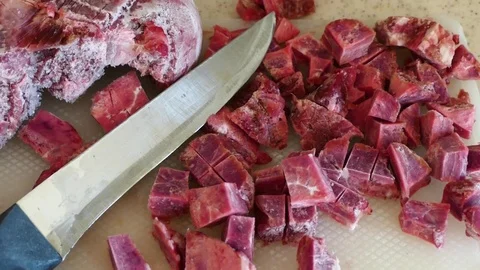 Frozen beef stored in the refrigerator, Stock Footage 101095053