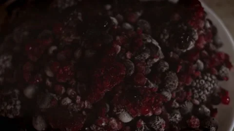 Frozen berries for Bluberry Pie. 4k macro video Stock Footage 159980312