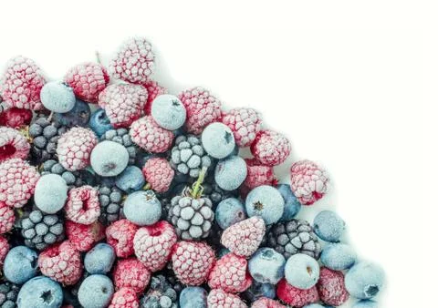 Frozen berries in corner of white 스톡 사진