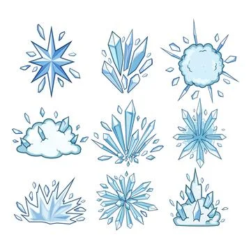 Frozen blast abstract ice crystal formations collection Stock Illustration