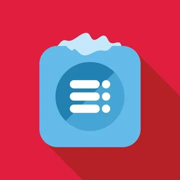 Frozen blue rounded square app icon with three horizontal lines and three dot Stock Illustration