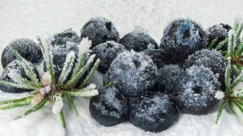 Frozen blueberries close-up Stock Footage 143975695