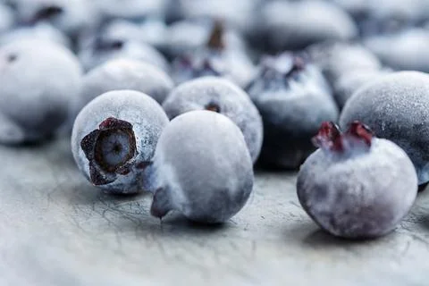 Frozen blueberries close-up. Stock Photos