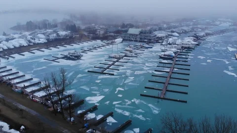 Frozen Boat Pier Stock Footage 86539914