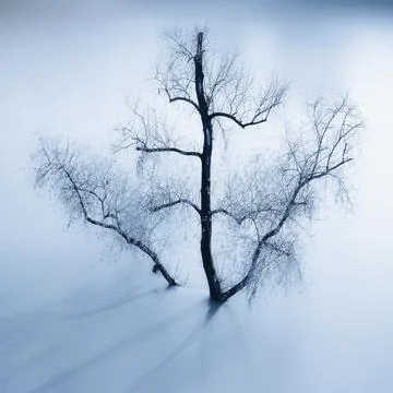 Frozen bold tree in the snow in the winter Foto stock