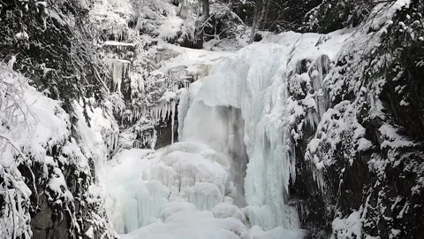 Frozen Bosumarne Falls Waterfall Stock Footage 167672982