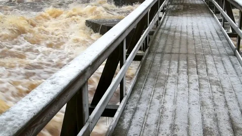 Frozen bridge Stock Footage 84759941