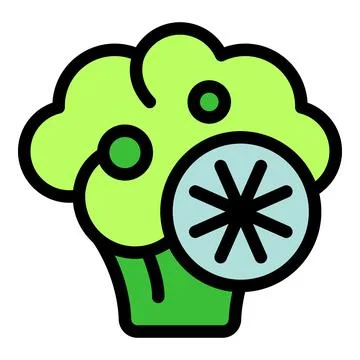 Frozen broccoli keeping its freshness with snowflake symbol representing re.. Stock Illustration