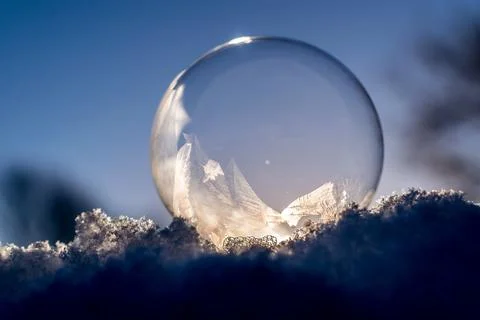 Frozen bubble in winter Stock Photos