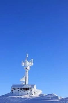 Frozen building on a cold winterday Foto stock