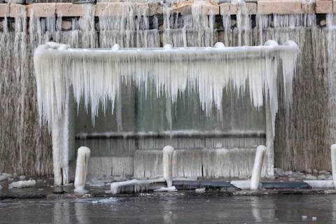 Frozen bus stop Stock Photos