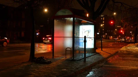 Frozen bus waiting spott Stock Footage 125553618