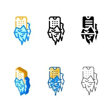 Frozen calls of call center set color icon vector イラスト素材
