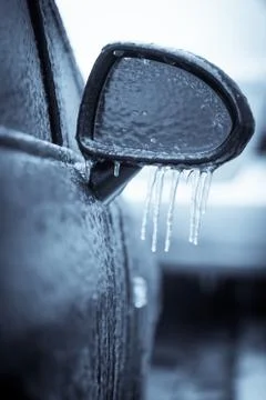 Frozen car mirror Stock Photos