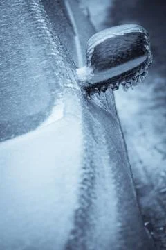 Frozen car mirror Stock Photos
