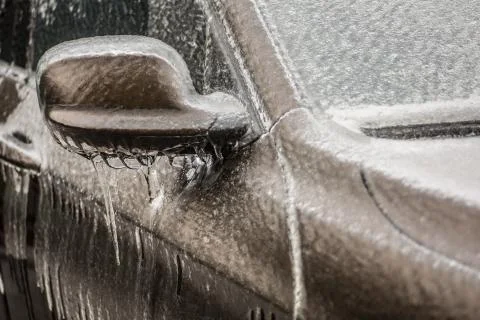 Frozen car mirror Stock Photos