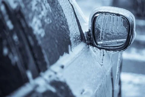 Frozen car mirror Stock Photos