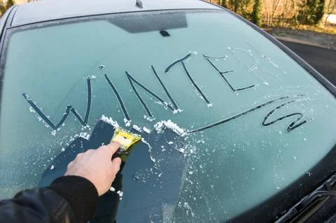 Frozen car window Stock Photos