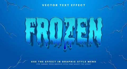 Frozen cartoon style 3d editable text effect Stock Illustration