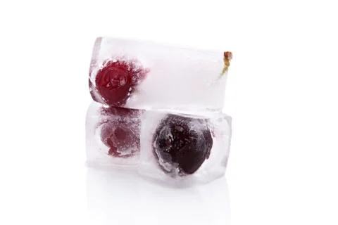 Frozen cherries isolated. Stock Photos