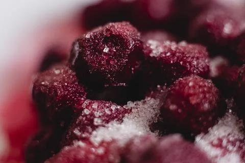 Frozen cherries with sugar Foto stock
